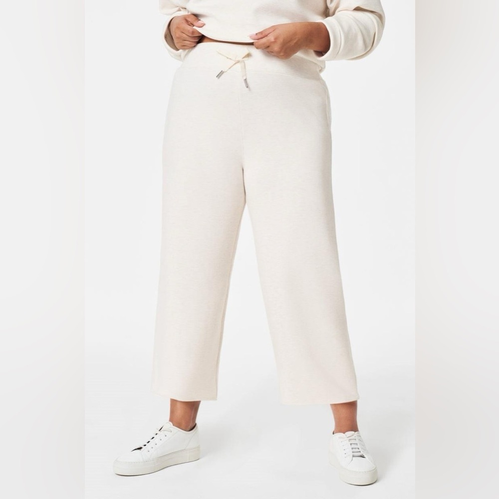 NWT Spanx Women's Air Essentials Cropped Wide Leg Oatmeal Heather Pants XL